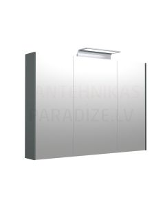 KAME D-LINE шкафчик с зеркальными дверцами и LED WAVE 100 (серый матовый) 700x1000x136 мм