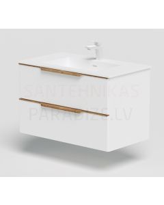 KAME sink cabinet AMBER  80 (matte white/Solid Oak)