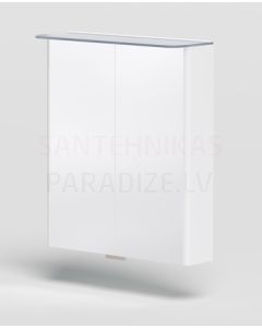 KAME шкафчик с зеркальными дверцами SOFT  60 с LED (блестящий белый) 700x600 мм