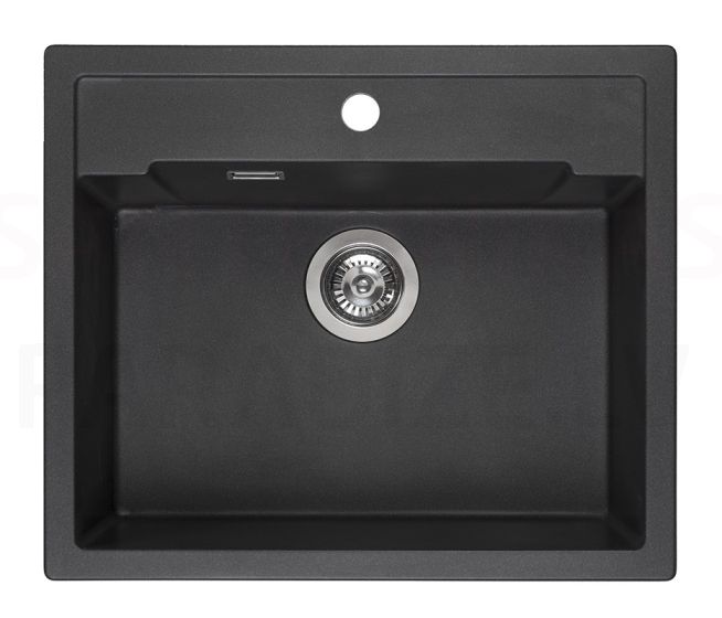 Reginox stone mass kitchen sink Amsterdam 54 tapwing Black Silvery 60x51cm