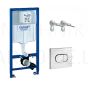 GROHE Rapid SL komplekts 3 in 1 Iebūvējamais tualetes poda (WC) rāmis + Arena Cosmo spiedpoga + rāmja sienas stiprinājumi