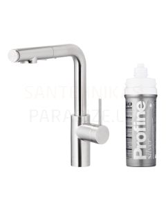 KFA kitchen faucet DUERO PURE PULL-OUT with water filter SILVER (Stainless steel)