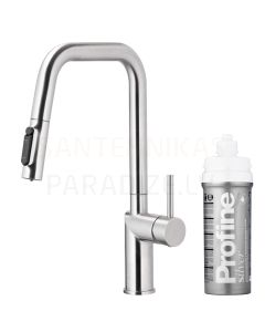 KFA Armatura kitchen faucet DUERO PURE PULL-OUT with water filter SILVER (stainless steel)