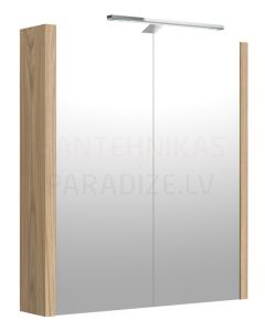 RB JOY 60 spoguļskapītis ar LED (gaišs ozols) 650x600x120 mm
