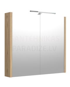 RB JOY 80 spoguļskapītis ar LED (gaišs ozols) 650x800x120 mm