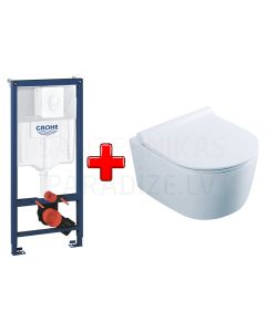 GROHE WC komplekts 5in1 iebūvējamais rāmis + poga Skate Air + KKPOL pods Selene ar SC vāku (balts)