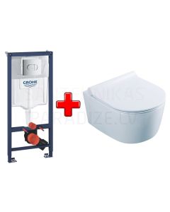 GROHE WC komplekts 5in1 iebūvējamais rāmis + poga Arena Cosmo + KKPOL pods Selene ar SC vāku (balts)