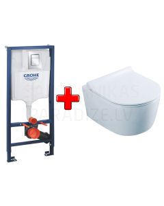 GROHE WC komplekts 5in1 iebūvējamais rāmis + poga Cosmo S + KKPOL pods Selene ar SC vāku (balts