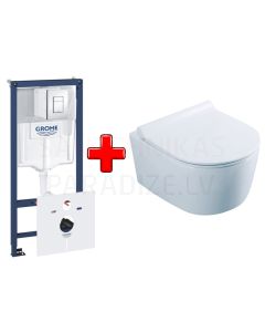 GROHE WC komplekts 7in1 iebūvējamais rāmis + poga Scate Cosmo + KKPOL pods Selene ar SC vāku (balts)