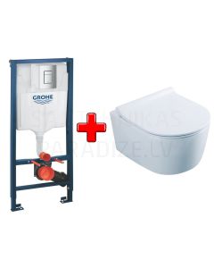 GROHE WC komplekts 5in1 iebūvējamais rāmis + poga Even + KKPOL pods Selene ar SC vāku (balts)