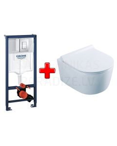 GROHE WC komplekts 5in1 iebūvējamais rāmis + poga Scate Cosmo + KKPOL pods Selene ar SC vāku (balts)
