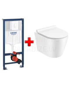GROHE WC komplekts 5in1 iebūvējamais rāmis + poga Skate Air + KKPOL pods Teja ar SC vāku (balts)