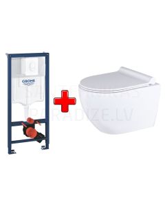 GROHE WC komplekts 5in1 iebūvējamais rāmis + poga Skate Air + KKPOL pods Latona ar SC/QR vāku (balts)