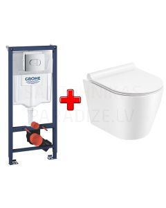 GROHE WC komplekts 5in1 iebūvējamais rāmis + poga Arena Cosmo + KKPOL pods Teja ar SC vāku (balts)