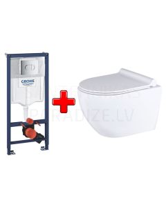 GROHE WC komplekts 5in1 iebūvējamais rāmis + poga Arena Cosmo + KKPOL pods Latona ar SC/QR vāku (balts)