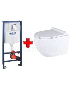 GROHE WC komplekts 5in1 iebūvējamais rāmis + poga Cosmo S + KKPOL pods Latona ar SC/QR vāku (balts)