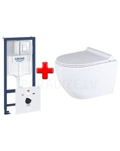 GROHE WC komplekts 7in1 iebūvējamais rāmis + poga Scate Cosmo + KKPOL pods Latona ar SC/QR vāku (balts)