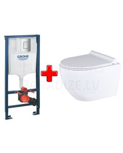 GROHE WC komplekts 5in1 iebūvējamais rāmis + poga Even + KKPOL pods Latona ar SC/QR vāku (balts)