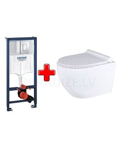 GROHE WC komplekts 5in1 iebūvējamais rāmis + poga Scate Cosmo + KKPOL pods Latona ar SC/QR vāku (balts)
