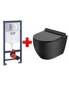 GROHE WC komplekts 5in1 iebūvējamais rāmis + poga Arena Cosmo + KKPOL pods Latona ar SC vāku (melns)