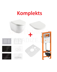 5 in 1 Wall mounted toilet set Ravak Uni Chrome RimOff + KKPOL