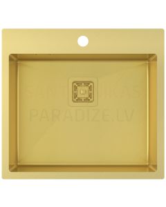 Aquasanita nerūsejošā tērauda virtuves izlietne AIRA AIR100N-G Gold (PVD) finish 550x510x200