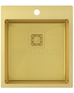 Aquasanita nerūsejošā tērauda virtuves izlietne AIRA AIR100X-G Gold (PVD) finish 510x450x200