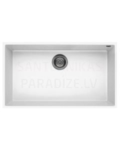 ELLECI akmens masės virtuvės kriauklė QUADRA 130 UNDERMOUNT White 76x44 cm