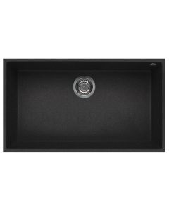 ELLECI akmens masės virtuvės kriauklė QUADRA 130 UNDERMOUNT Nero Pietra 76x44 cm