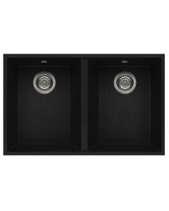 ELLECI akmens masės virtuvės kriauklė QUADRA 340 UNDERMOUNT Nero 77x46 cm