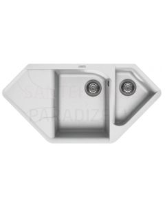 ELLECI akmens masas virtuves izlietne EGO CORNER Bianco 100x50 cm