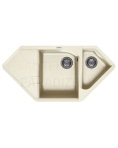 ELLECI akmens masas virtuves izlietne EGO CORNER Bianco Antico 100x50 cm
