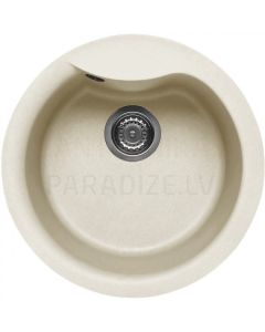 ELLECI akmens masas virtuves izlietne EGO ROUND Bianco Antico 48.5x48.5 cm