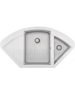 ELLECI akmens masas virtuves izlietne EASY CORNER Bianco 105.7X57.5 cm
