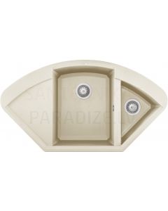 ELLECI akmens masas virtuves izlietne EASY CORNER Bianco Antico 105.7X57.5 cm