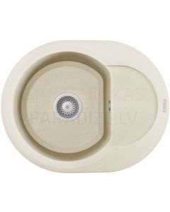 ELLECI akmens masas virtuves izlietne EASY ROUND 600 Bianco Antico 60x47 cm