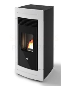 EVA CALOR granulu kamīns-krāsns ar gaisa plūsmas apkuri LAURA 13kW (balts)