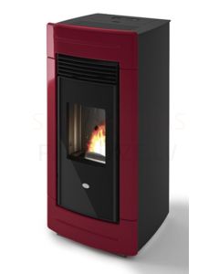EVA CALOR granulu kamīns-krāsns ar gaisa plūsmas apkuri LAURA 13kW (sarkans)