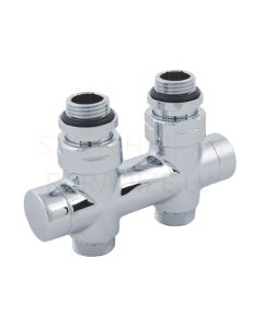 HERZ DE LUXE shut-off valve for two-pipe systems, straight 1/2' M22x1.5 pipe centre spacing 50mm (chrome)