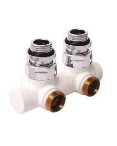 HERZ DE LUXE shut-off valve for two-pipe systems, angular 1/2' M22x1.5 pipe centre spacing 50mm (chrome)