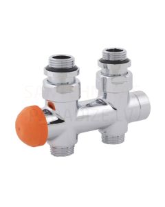 HERZ DE LUXE radiatora pieslēgums divcauruļu sistēmām, taisns 1/2' M22x1.5 starpasu izmērs 50mm (balts)