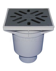 Perfect-drain DN110 vertical 244x244mm plastic/226x226mm cast iron with frost-proof flap seal