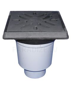 Perfect-drain DN110 vertical 260x260mm/226x226mm cast iron with frost-proof flap seal