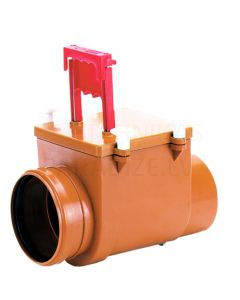 Anti-flood valve DN110 with stainless steel flap and manual blocking