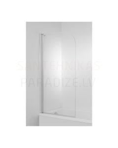 Cubito vannas sieniņa 75x140cm, kreisā puse, sudrabs+caurspīdīgs stikls