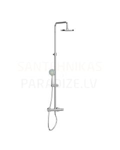 Mio thermostatic shower column mixer with shower set (head shower ∅ 200 mm, hand shower ∅ 100 mm, 3 function, shower hose 1,7 m)