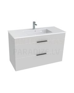 Cube vanity unit with two drawers incl. Washbasin 100x43 cmб white