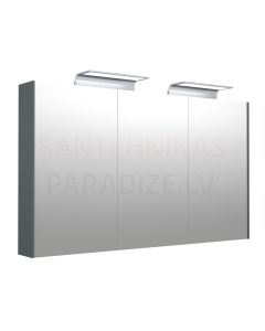 KAME D-LINE шкафчик с зеркальными дверцами и LED WAVE 120 (серый матовый) 700x1200x136 мм