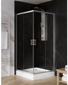 New Trendy dušas kabīne caurspīdīgs stikls SUVIA 90x90x185 + dušas paliktnis