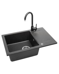 LAVEA stone mass kitchen sink with mixer Lara 65x44 (Black)